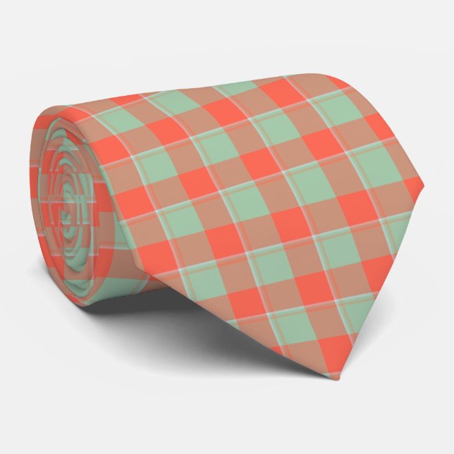 Cravate Spring Rain and Persimmon Plaid Neck Tie (Roulé)