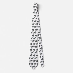 Cravate Sprocker Chien Espagnol Jaune & Grille Noire Blanc