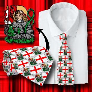 Cravate St. George et le Dragon & motif de drapeau anglais