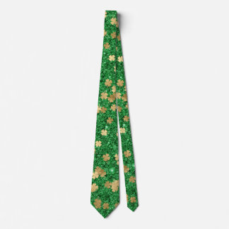 Cravate St Patrick Green Gold Clover Shamrock Confetti Fun