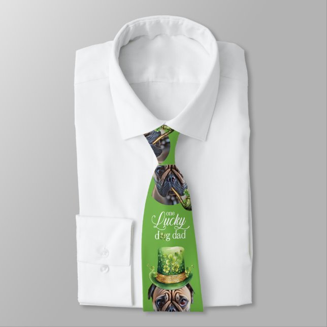 Cravate St. Patrick's Day Chien Papa Custom Funny Chien ph (Attaché)