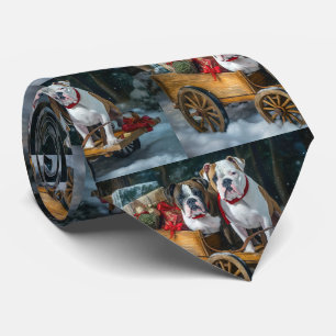 Cravate Staffordshire américain Traîneau de Noël enneigé