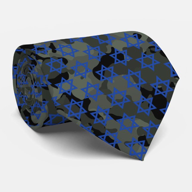 Cravate Star Bleue De David Dark Camo Vert Camouflage (Roulé)