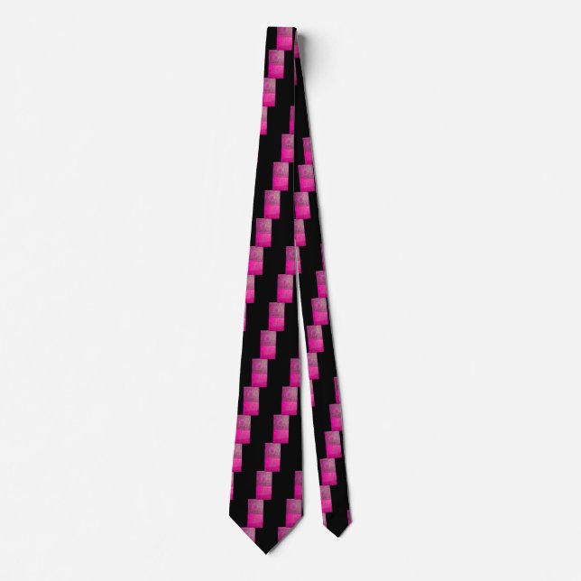 Cravate STAR DU MATIN Rose, Fuchsia Black, Monogramme (Devant)