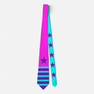 Cravate Stars & Stripes violet cyan + votre fond & idées
