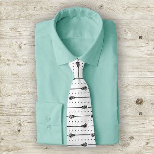 Cravate Sticks noirs de crosse blanche et Motif de lignes 