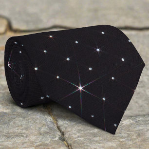 Cravate Strass scintillant diamant noir brillant