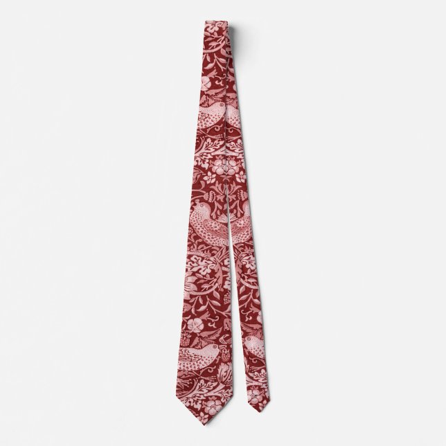 Cravate Strawberry Thief Maroon, William Morris (Devant)