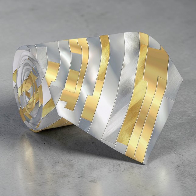 Cravate Striped Gold and Silver Necktie (Créateur téléchargé)