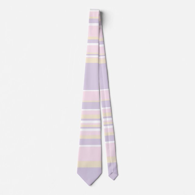 Cravate Stripes complexes - rose pastel, jaune et violet (Devant)