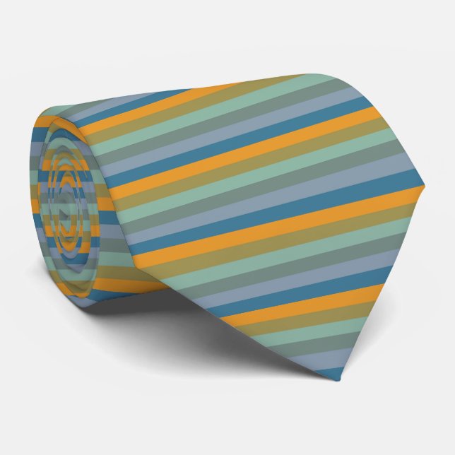 Cravate Stripes - Lavande Bleue Jaune Olive Green Aqua (Roulé)