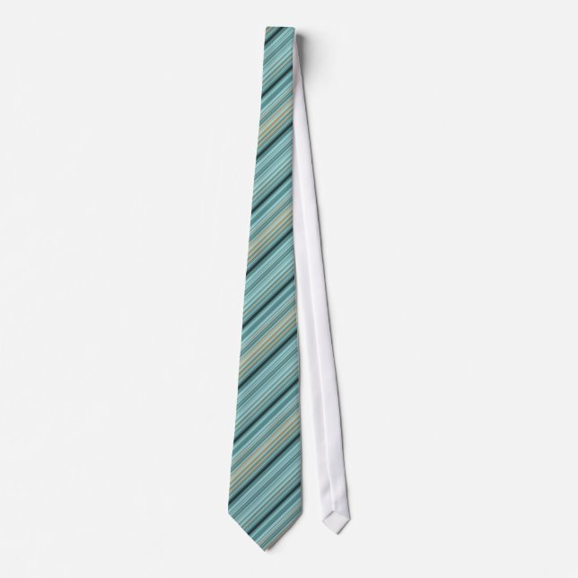 Cravate Stripes - Turquoise Vert Bleu Noir Orange Motif (Devant)