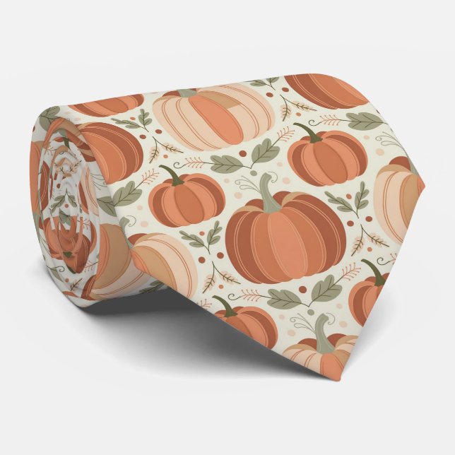 Cravate Style Boho Motif citrouille (Roulé)