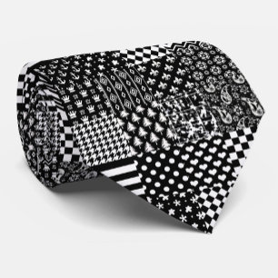 Cravate Style minimaliste Motif mixte noir blanc
