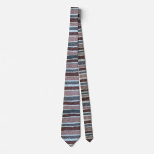 Cravate style rétro brun et beige tricot rayures col t