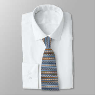 Cravate Style sud-ouest bleu et Motif géométrique Brown