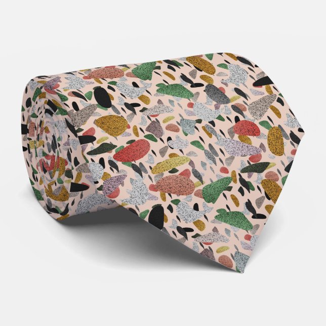 Cravate Style Terrazzo Artistique moderne Motif Abstrait (Roulé)