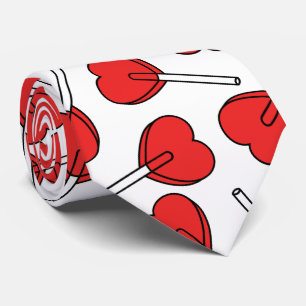 Cravate Sucettes rouges, sucettes en forme de cœur, motif