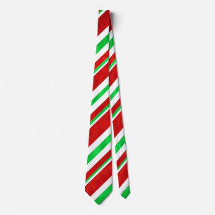 Cravate Sucre de canne d'aquarelle rouge vert rayures 2