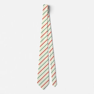 Cravate Sucre de canne de Noël rétro rayures rouge vert
