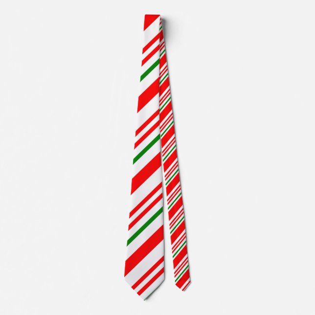 Cravate Sucre de canne rouge vert blanc Motif de Noël (Devant)