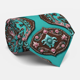 Cravate Sud Cowboy Turquoise rose Pays de l'Ouest