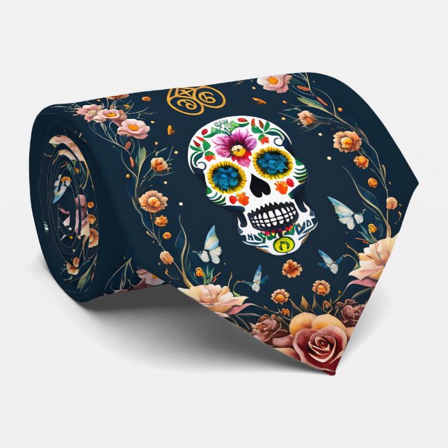 Cravate Sugar Skull Art - Embrassez l'esprit festif (Roulé)