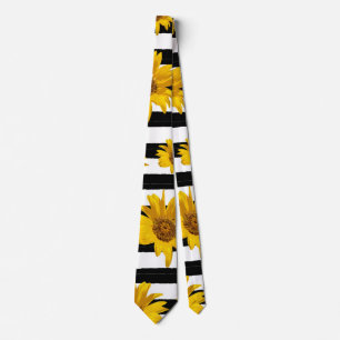 Cravate Sunflower Black White Stripes Motif