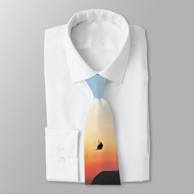 Cravate Sunset Paraglide Wanderlust Extreme Sports Art (Attaché)