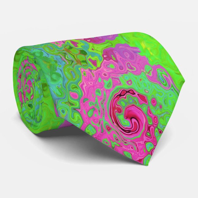 Cravate Super Abstrait de lave verte et rouge (Roulé)