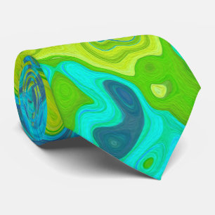 Cravate Super Chartreuse et Aquamarine Liquide Swirl