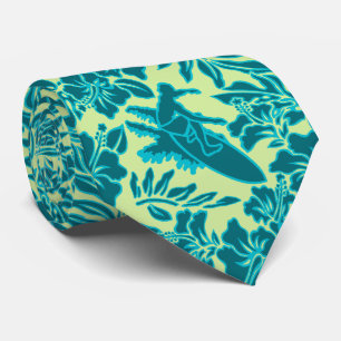 Cravate Surf Pareau Hawaiian Hibiscus Two-sided Printed
