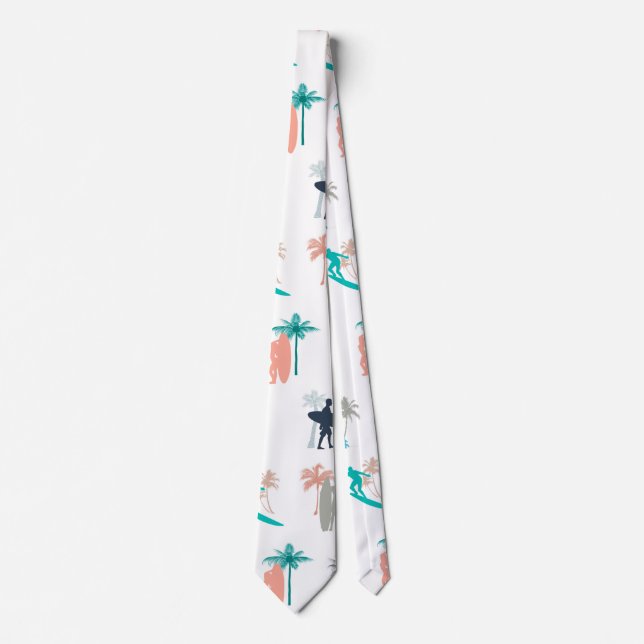 Cravate Surfers et palmiers Motifs (Devant)