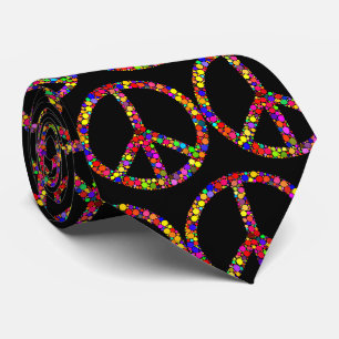 Cravate Symbole de paix en mosaïque multicolore