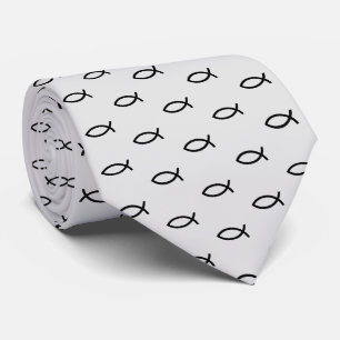 Cravate Symbole de poisson chrétien Motif noir