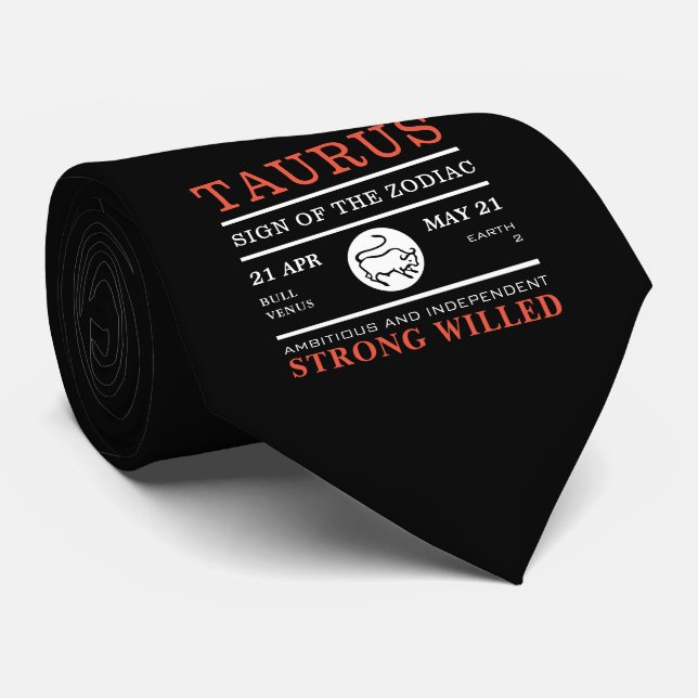 Cravate Symbole de Taurus du Zodiaque, Astrologique (Roulé)