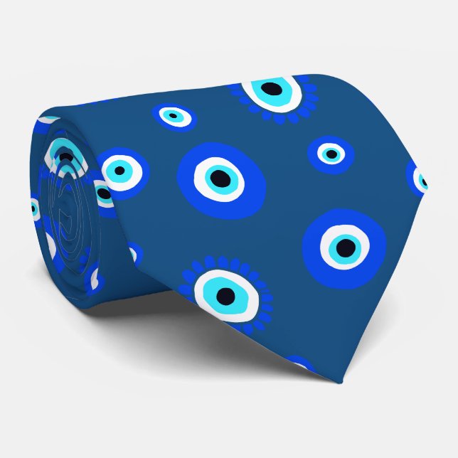 Cravate Symbole des yeux mal Bleu Motif (Roulé)