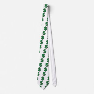 Cravate Symbole Dollar Vert