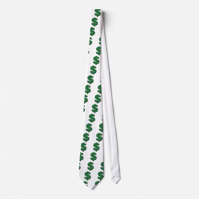 Cravate Symbole Dollar Vert (Devant)