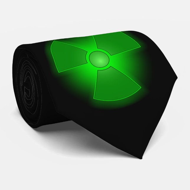 Cravate Symbole rougeoyant vert drôle de radioactivité (Roulé)