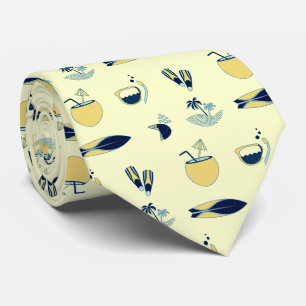 Cravate Symboles d'été tendance Motif Pastel Jaune