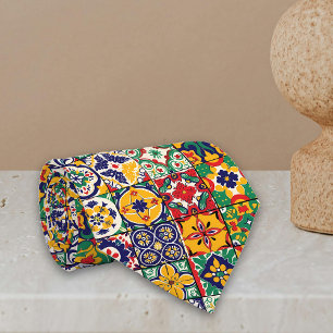 Cravate Talavera Espagnol Mexique Carreaux colorés
