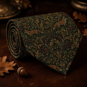Cravate Tapisserie damassée renard de bois