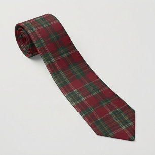 Cravate Tartan à carreaux classique rouge profond et vert 