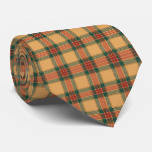 Cravate Tartan à carreaux dorés, rouges et verts atténués