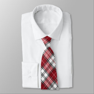 Cravate Tartan à grands carreaux rouge cramoisi et blanc