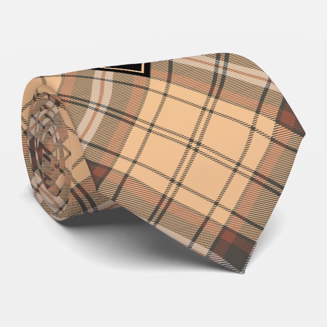 Cravate Tartan beige et Brown (Roulé)
