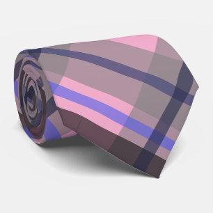 Cravate Tartan Moderne Bleu Rose Noir Motif