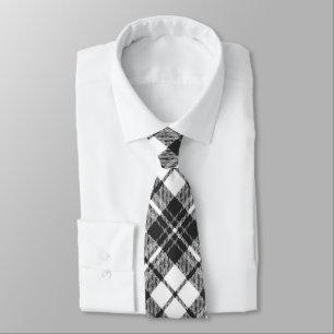 Cravate Tartan motif vacances Noël noir blanc