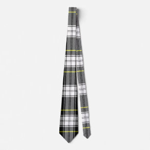 Cravate Tartan noir, blanc, gris et jaune